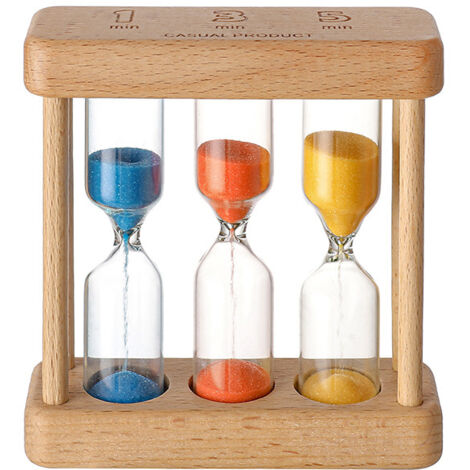 Timer a clessidra, mini timer da tè in legno, 1, 3, 5 minuti, 3 in 1, timer da cucina con struttura in legno, giocattoli per bambini, regali, decorazioni per la casa, l'ufficio e la cucina