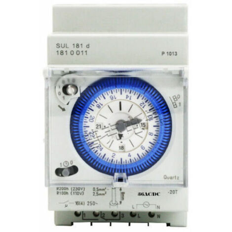 Timer analogico con motore sincrono e programma giornaliero, timer, 12VAC/DC