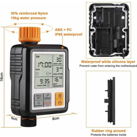 Timer automatico per l'irrigazione, controller per irrigazione a goccia, impermeabile e adatto per uso esterno, diverse modalità, schermo LCD da 3", irrigazione per giardino, fattoria, prato e fiori