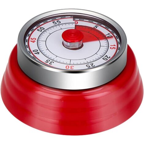 Timer Bambino Apprendimento Timer da cucina in acciaio inossidabile 60 minuti Visiva magnetica per frigorifero, cucina, pasticceria - Rosso