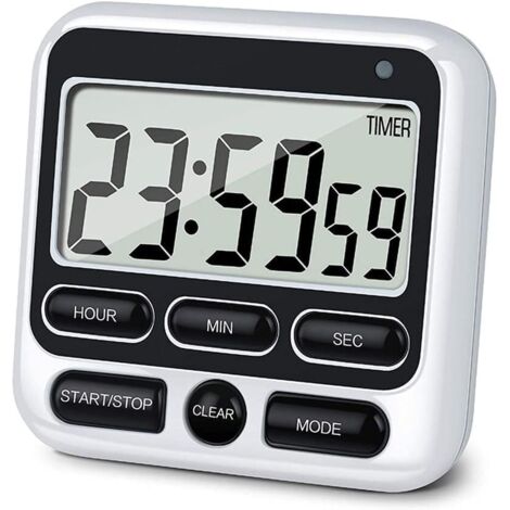 Timer da cucina con schermo digitale e timer da tè, timer digitale quadrato con schermo grande, conto alla rovescia, sveglia, cronometro per dormire, timer da cucina (colore: nero)
