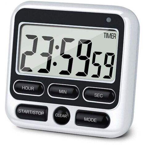 Timer da cucina digitale con interruttore on/off, orologio e sveglia 24 ore, funzione di conto alla rovescia e conto alla rovescia per insegnanti di cucina, ampio display LCD, potente magnete