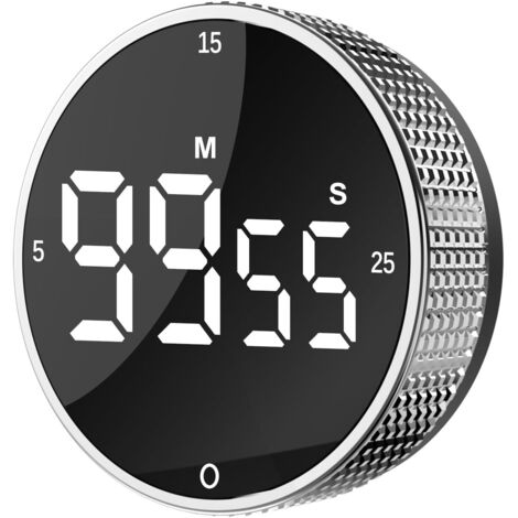 Timer da cucina digitale migliorato - Timer magnetico con conto alla rovescia/pomodoro con ampio display a LED, 3 tempi preimpostati (5, 15, 25 minuti) e 3 livelli di volume, ideale per cucinare, cuoc