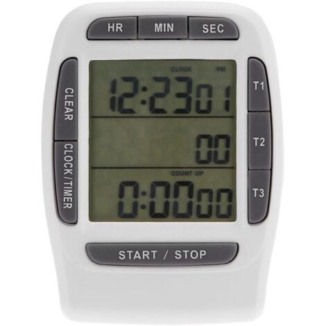 Timer da cucina digitale portatile - Timer da cucina con schermo LCD a 3 canali - Timer preciso - Timer per il conto alla rovescia con ampio display
