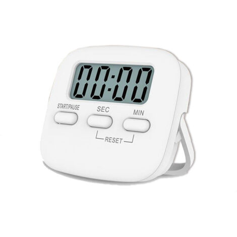 Timer da cucina magnetico con ampio display LCD, orologio di parcheggio, allarme acustico e conto alla rovescia, bianco