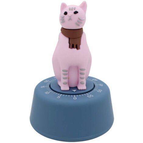 Timer da cucina meccanico a forma di gatto (rosa)