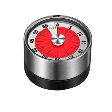 Timer da cucina meccanico, bianco, timer da cucina magnetico, acciaio inossidabile, timer da cucina rotante, conto alla rovescia