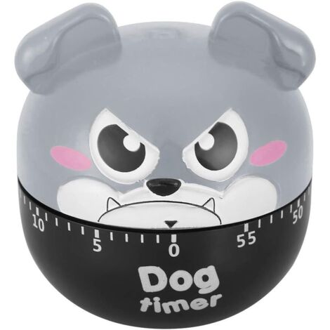 Timer da cucina meccanico da 2 pezzi, simpatico cane, contatore manuale, materiale ABS di alta qualità, facile da usare per cucinare in casa, cuocere al forno, friggere, uova, (grigio)