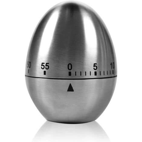 Timer da cucina meccanico in acciaio inossidabile a forma di uovo - Fino a 60 minuti per bollire le uova e altro - Cottura al forno, lavarsi i denti, allarme di breve durata