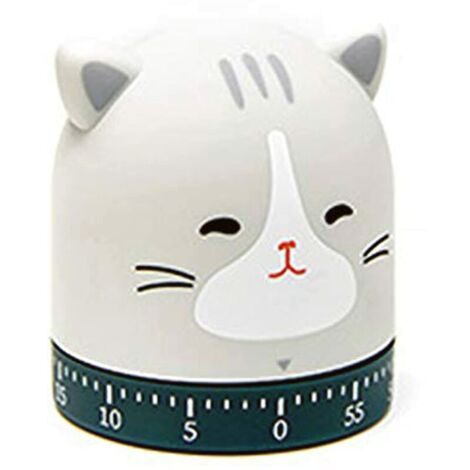 Timer da cucina meccanico per Natale, Capodanno, 60 minuti, quadrante a carica, rotazione a 360°, gattino, gatto