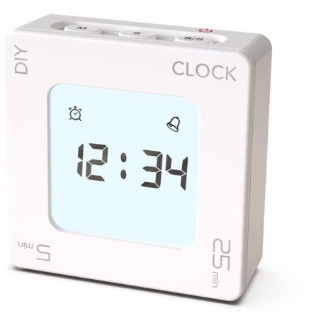 Timer digitale con orologio 5,25 minuti preimpostati conto alla rovescia sveglia strumento multifunzione di gestione del tempo per riunioni aula bianco