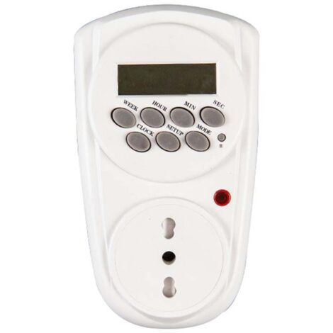 Timer Digitale Presa Elettrica Settimanale Con Spina 16A Presa Bipasso 10/16A Max 3680W