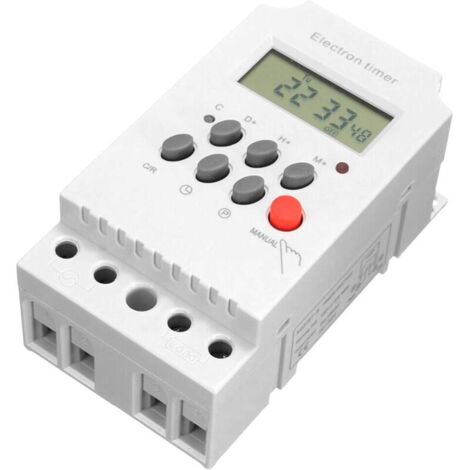 Timer digitale programmabile AC 220V 25A per montaggio su guida DIN, interruttore timer elettronico con display LCD e orologio - Bianco - Bianco