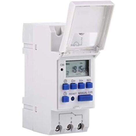 Timer digitale programmabile, interruttore orario settimanale con schermo LCD e timer programmabile su guida DIN (220 V)