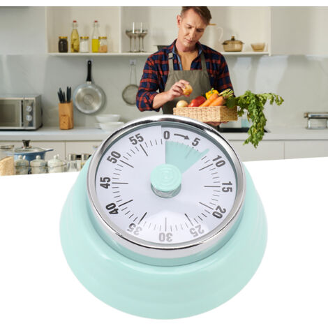Timer mécanique à compte à rebours avec cadran visuel - Stainless Steel Timer pour Apprentissage Bureau Vert Lumière