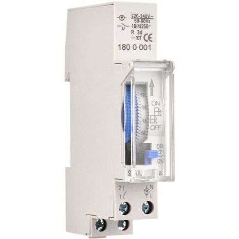 Timer meccanico 24 ore, timer minimo 15 minuti, montaggio su guida, batteria integrata, SUL180a AC220-240V Grigio - SUL180a AC220-240V Grigio.