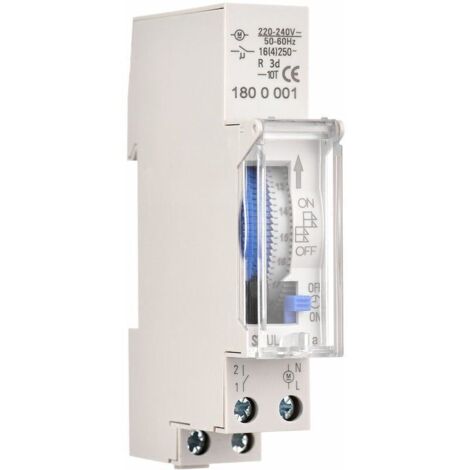 Timer meccanico 24 ore, timer minimo 15 minuti, montaggio su guida, batteria integrata, SUL180a AC220-240V Grigio - SUL180a AC220-240V Grigio.