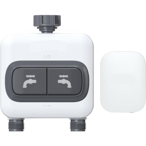 Timer per irrigazione a 2 zone, timer per irrigazione da giardino, misuratore di portata integrato, timer per irrigazione