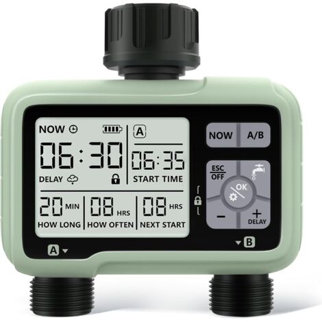 Timer per irrigazione automatica manuale a 2 vie, irrigazione automatica per prato da giardino