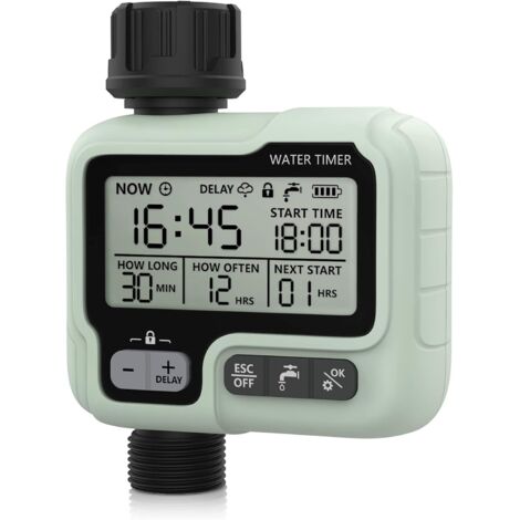 Timer per irrigazione, timer digitale programmabile per irrigazione tubo da giardino per prato timer per rubinetto controller del sistema di irrigazione/modalità blocco bambini/modalità automatica e m