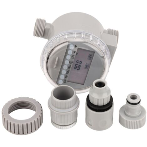 Timer solare intelligente per l'irrigazione automatica con display LCD per giardino domestico.