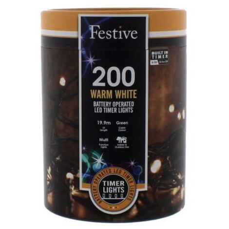 Timer string lights - Warm White - 200 LEDs (P032204)