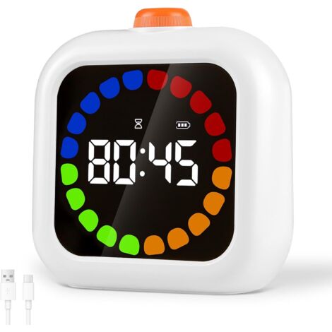 Timer visivo da 99 minuti, timer per l'apprendimento del bambino, regolazione rapida dello scorrimento, barra di avanzamento colorata, display del livello della batteria, timer Pomodoro per cucina, st