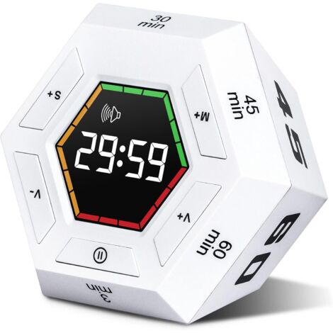 Timer, Würfeltimer, 3/5/15/30/45/60 Minuten voreingestellter intelligenter Countdown-Timer, benutzerfreundliches Zeitmanagement-Tool