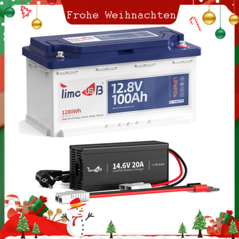 Timeusb Lithium Batterie 12V100Ah LiFePO4 Akku H190, Max.15000 Zyklen,100A BMS 1280Wh, Wohnmobil-Untersitz-Batterie mit Höhe 189mm für Campervan, Wohnmobil, Wohnwagen, RV, Solaranlage, Boot