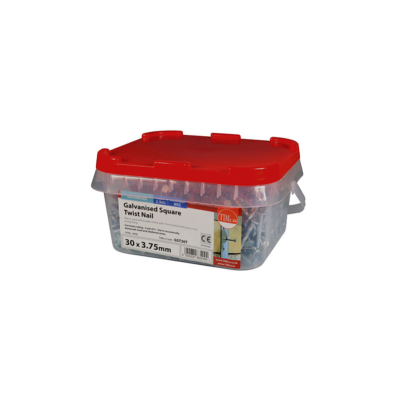 Timco - Square Twist Nails - Galvanised (Size 30 x 3.75 - 2.5 Kilograms)