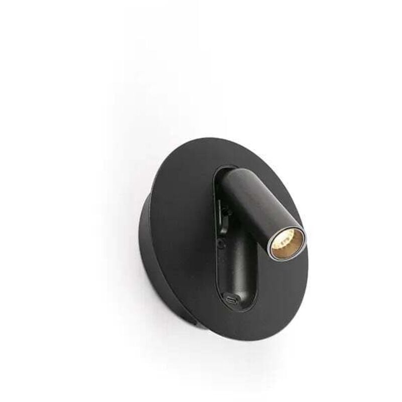 Faro Barcelona - timit lecteur mural usb orientable noir avec interrupteur 62761