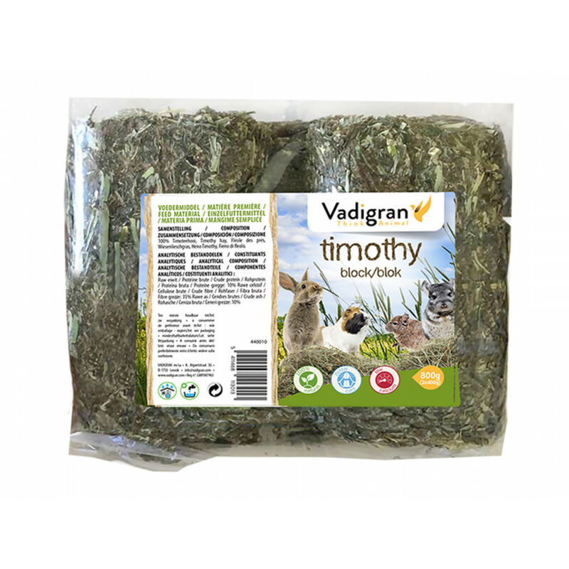 

Timothy Block, 800 gramos. Alimento complementario para conejos y roedores.