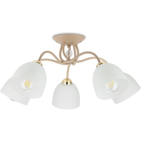 Tina Beige Glas-Deckenleuchte 5xE27