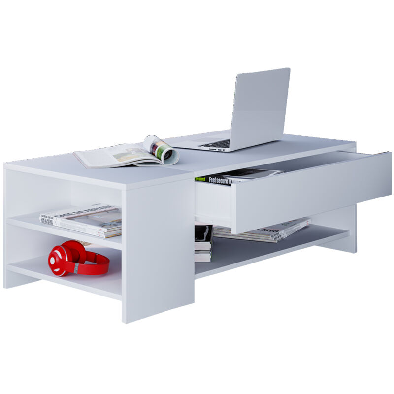 Ebuy24 Weiß Sofatisch Couchtisch Schublade Tindus