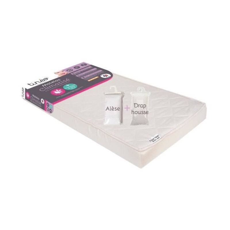 Tineo - Matelas climatise 60x120 cm + drap housse + alese lot