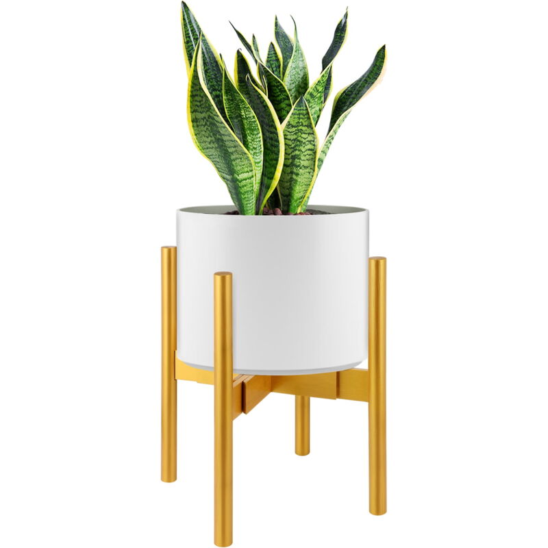 Tinksky Yardwe Support de plantes extensible et réglable en bambou pour intérieur moderne Convient aux tailles 7 8 9 10 11 12 pouces (Doré)
