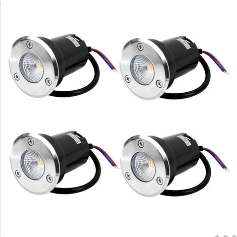Tinor – Spot encastrable extérieur sol LED 4 x 5W – IP67 étanche – Acier inoxydable rond blanc – Charge max 800 kg – 12V-24V DC