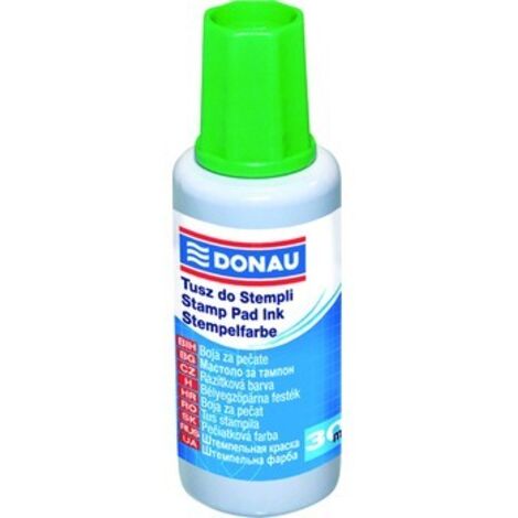 Tinta para sellos DONAU 30ml - Verde, para sellos y sellos automáticos
