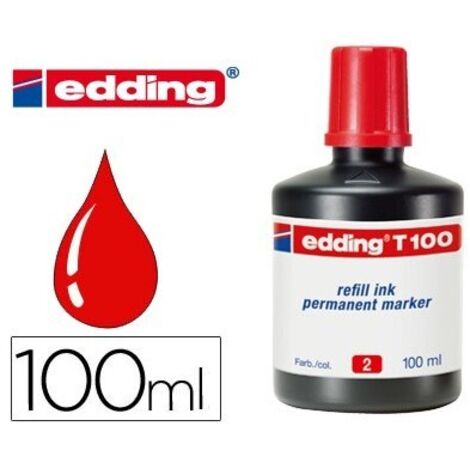 Tinta rotulador edding t-100 rojo -frasco de 100 ml