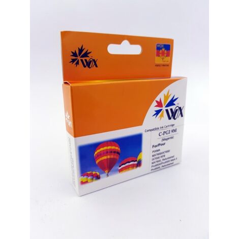 Tinta Wox Magenta Canon PGI 9M con chip, recambio para PGI-9M