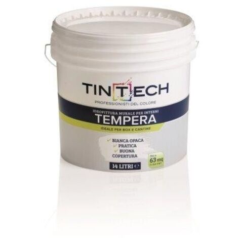 Tintech Idropittura Tempera per Cantine e Garage - Bianco Opaco 14 l