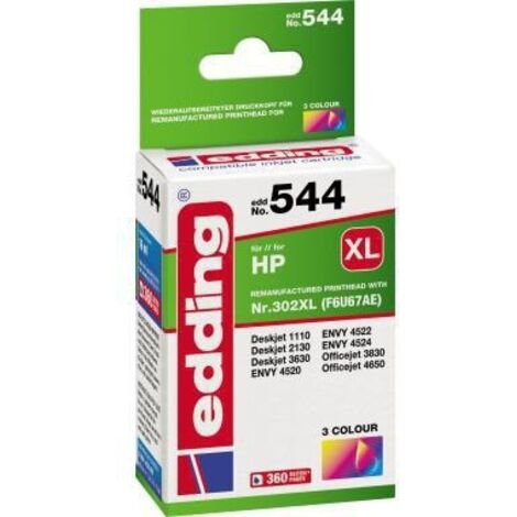 Tintenpatrone kein Originalzubehör Kompatibel mit: HP 302XL EDD-544 ca. 360 Seiten mehrfarbig 16ml