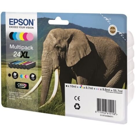 Tintenpatrone Originalzubehör 24XL ca. 500 Seiten schwarz ca. 5 x 500 Seiten farbig schwarz mehrfarbig 6 St./Pack.