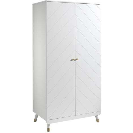 TINY WHITE - Armoire 2 Portes Blanche Motif Graphique