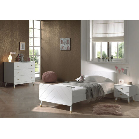 TINY WHITE - Chambre Complète Blanche 90x200cm