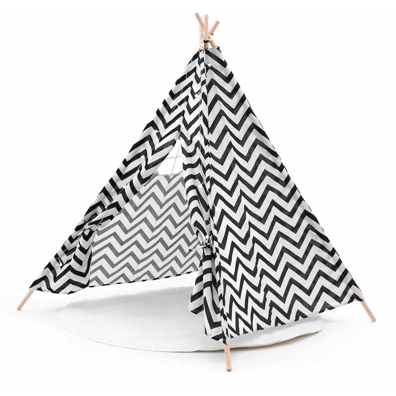 Tipi d'Enfant Montessori Robincool Koda 120x120x150cm Pliable Usage Int. Ext. avec Motif Géométrique, Lumières et Tapis