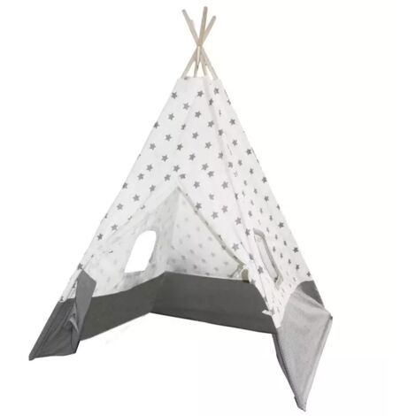 Tipi enfant L. 140 cm tissu imprimé étoiles structure bois - JOLAN