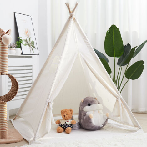 Tipi Infantil Tienda Campaña Indios para Bebes Niños Niñas Color Blanco 120x120x160cm