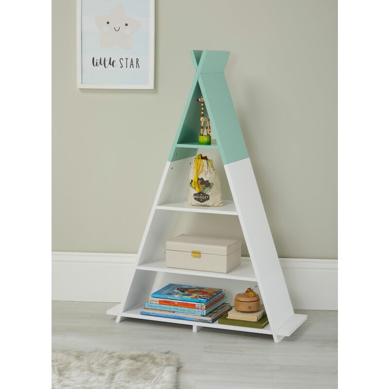 Tipi Style White/Green Children's Floor Shelving Storage Unit - White/Grey