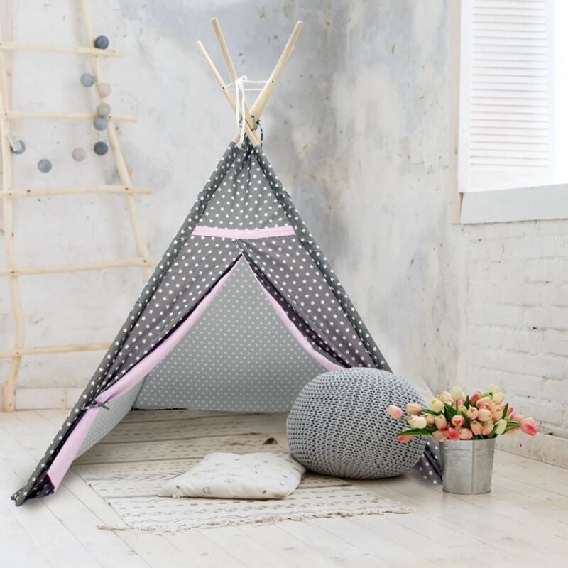 Koopman - tipi Teepee Tent Grey with White Star Design